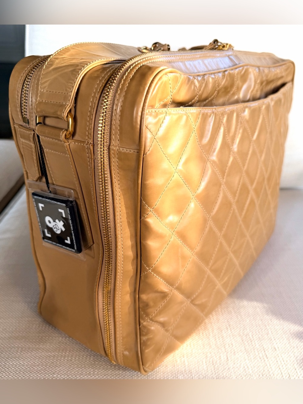 CHANEL Rare Vintage Quilted Glazed Leather Travel Bag Briefcase + COA - Picture 2 of 15